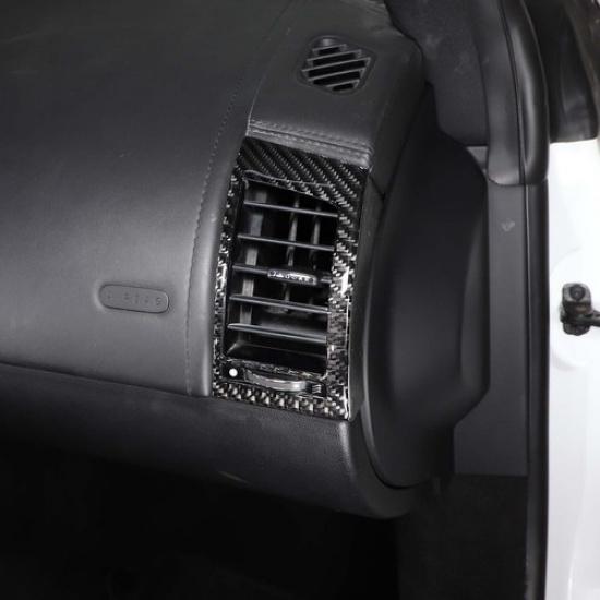 Black Carbon Fiber Side Air Vent Frame Trim Cover For Jaguar F-TYPE 2013-