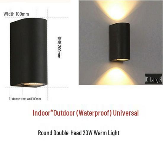 LED Waterproof Exterior Wall Light for Villa Courtyard - Creative Double-Headed Balcony and Door Pillar Spotlight
