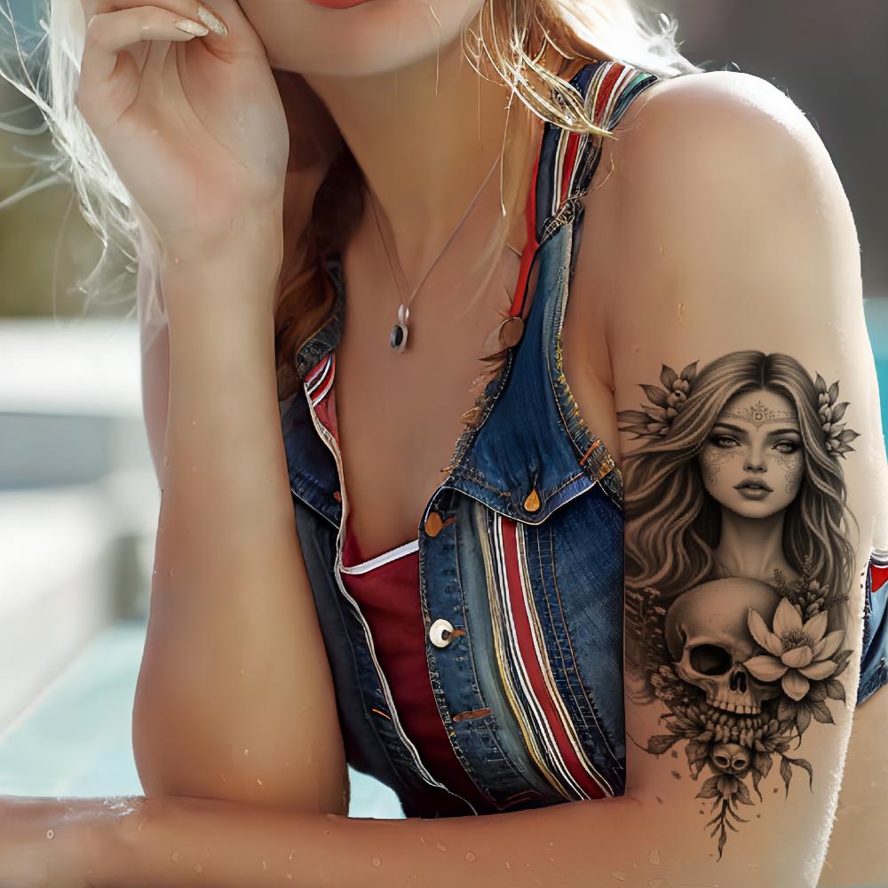 12pcs 3D Tattoo Stickers Black Disposable Water Transfer Printing Stickers Temporary Tatto Sticker Body Art Fake Tattoo