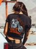 Women's Casual Graphic T-and Kids Tshirt Motorcycle Flame Design RIDE IT LIKE YOU STOLE IT Slogan Orange Contrast Summer Short Sleeve