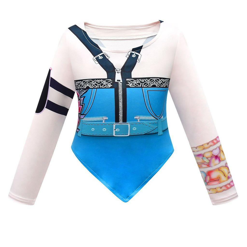 Kids Girls Anime Cartoon K-Pop Zoey Print T-shirt Skirt Bag Cloak Set Outfit Christmas Role Play Halloween Cosplay Costumes