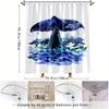 Majestic Whale Tail Shower Curtain - Watercolor, Whale Emerging from Ocean, Blue & White Impressionistic Style