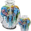 Personalizovaná Móda Zvířecí Olejomalba Slon 3D Tištěné Pánské Zimní Ležérní Mikiny Harajuku Zábavná Mikina Unisex Topy