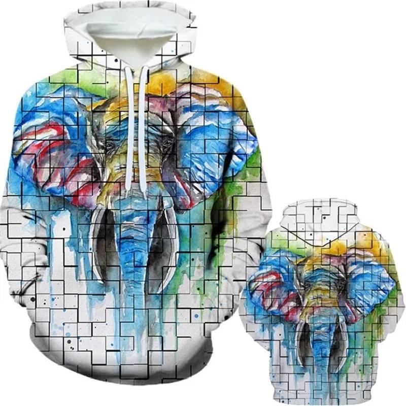 Personalizovaná Móda Zvířecí Olejomalba Slon 3D Tištěné Pánské Zimní Ležérní Mikiny Harajuku Zábavná Mikina Unisex Topy
