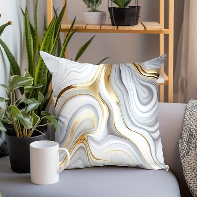 1pc Marble Textured Throw Pillowcase, Bedding Throw Pillow Cover ForLiving Room Bedroom Sofa,18*18inch,