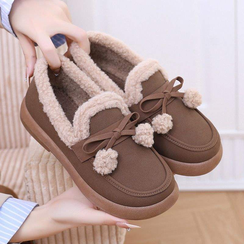 Cotton shoes women's Korean version Doudou shoes short snow boots four seasons warm Mao Mao shoes soft sole non-slip