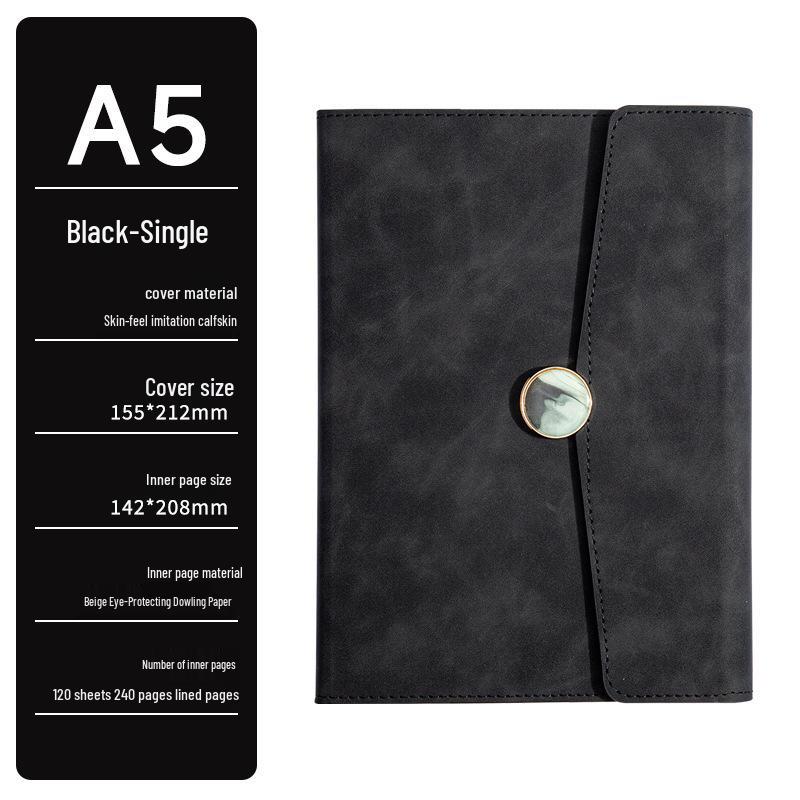 In-Stock A5 Notebook: Business Gift with Thickened Soft Leather, High-Appearance Design, Buckle Closure, and Gift Box