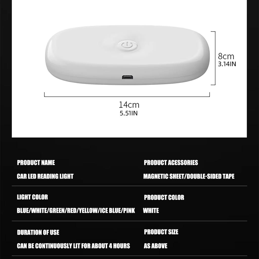 1PCS LED Touch Light Mini Wireless RGB Atmosphere light USB Charging Auto Roof Ceiling Reading Lamp Car Interior Lighting 5V