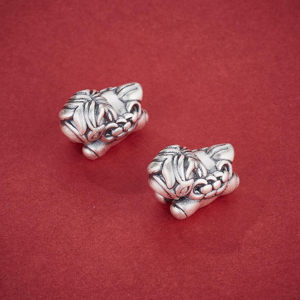 S999 Sterling Silver Zodiac Horse Spacer Beads with Copper Coins for DIY Beaded Bracelets and Rope Weaving Silver Accessories.