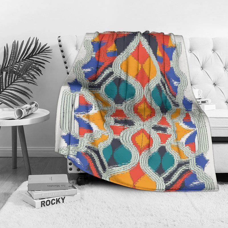 Geometric Pattern Blanket Sofa Bed Throw Blanket Decorative Throw Pillow Cover Gift for Women Kids Teen