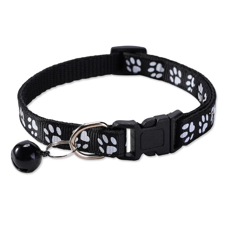 Paw Print Pet Collar with Bell, Multiple Colors Available