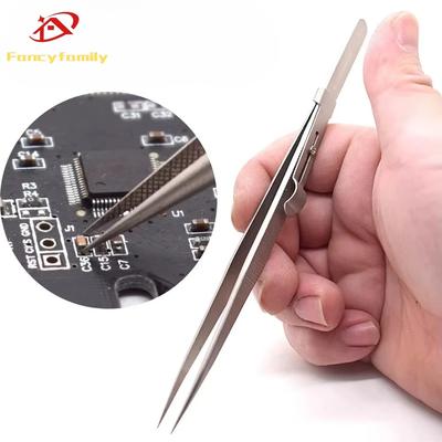 Adjustable Slide Lock Stainless Steel Tweezers Self Clamping Tweezers Jewelry Making Tool Electronic Component Repair Tools