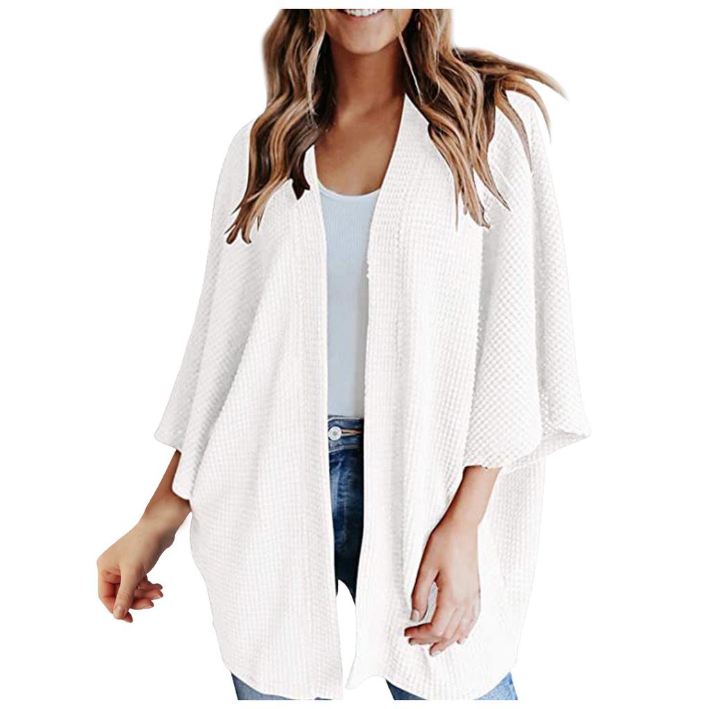 Women's Fashion Solid Color Loose Cardigan Sweater Knit Shirt T-Shirt Tops