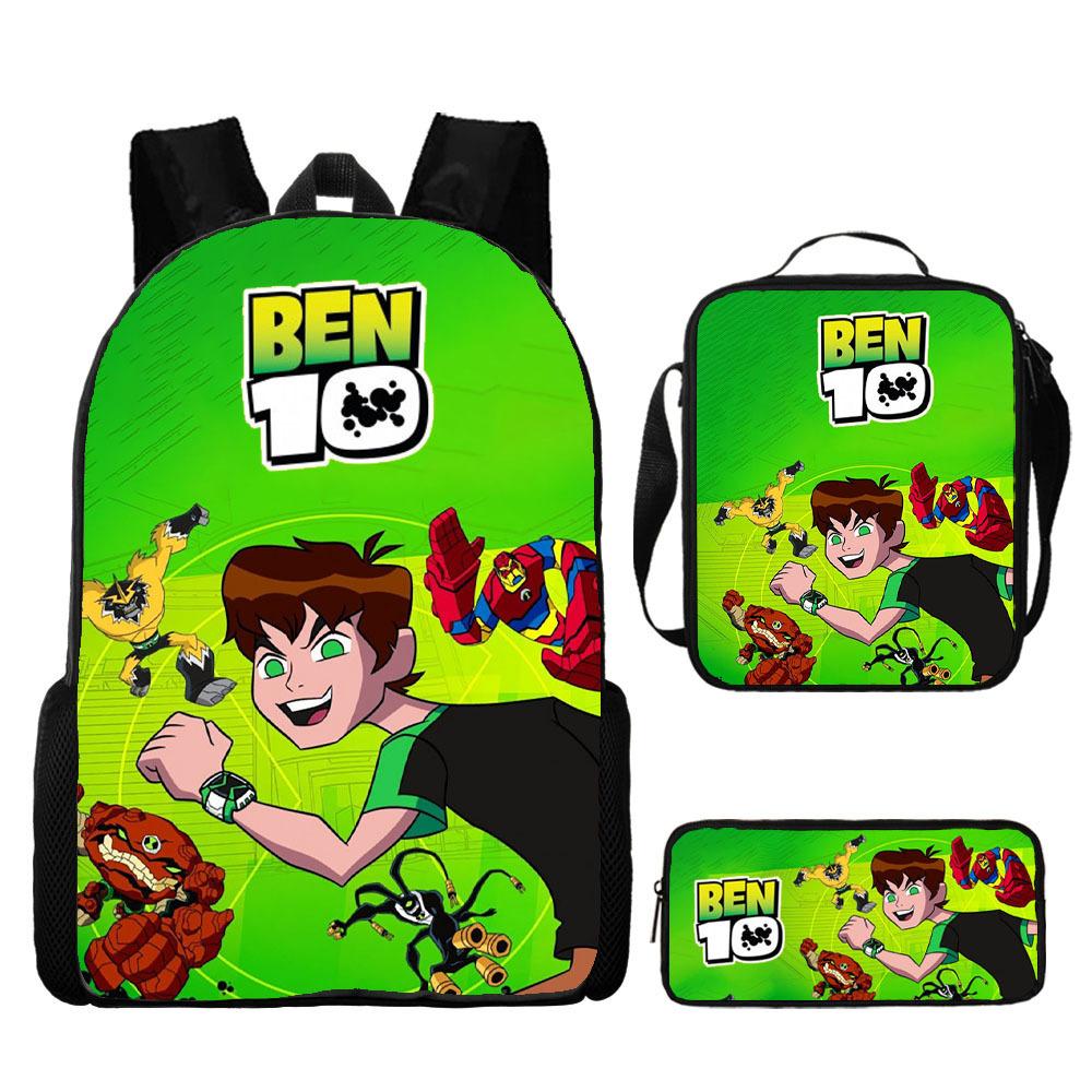 Less Hacker Backpack Ben 10 Student School Bag Anime Cartoon Backpack Lunch Bag Satchel Pencil Case