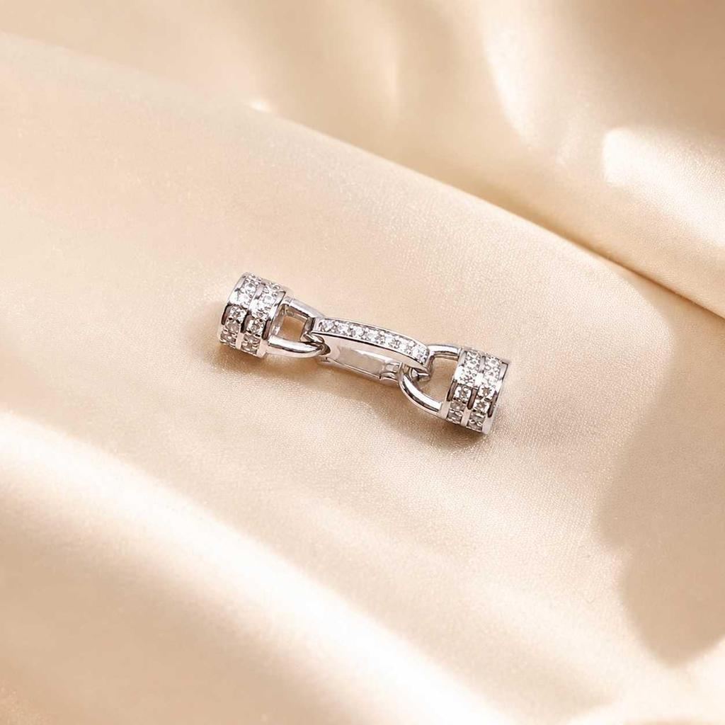 Gold Sand Moissanite Pearl Necklace Clasp & DIY Bracelet Connector Buckle for Women