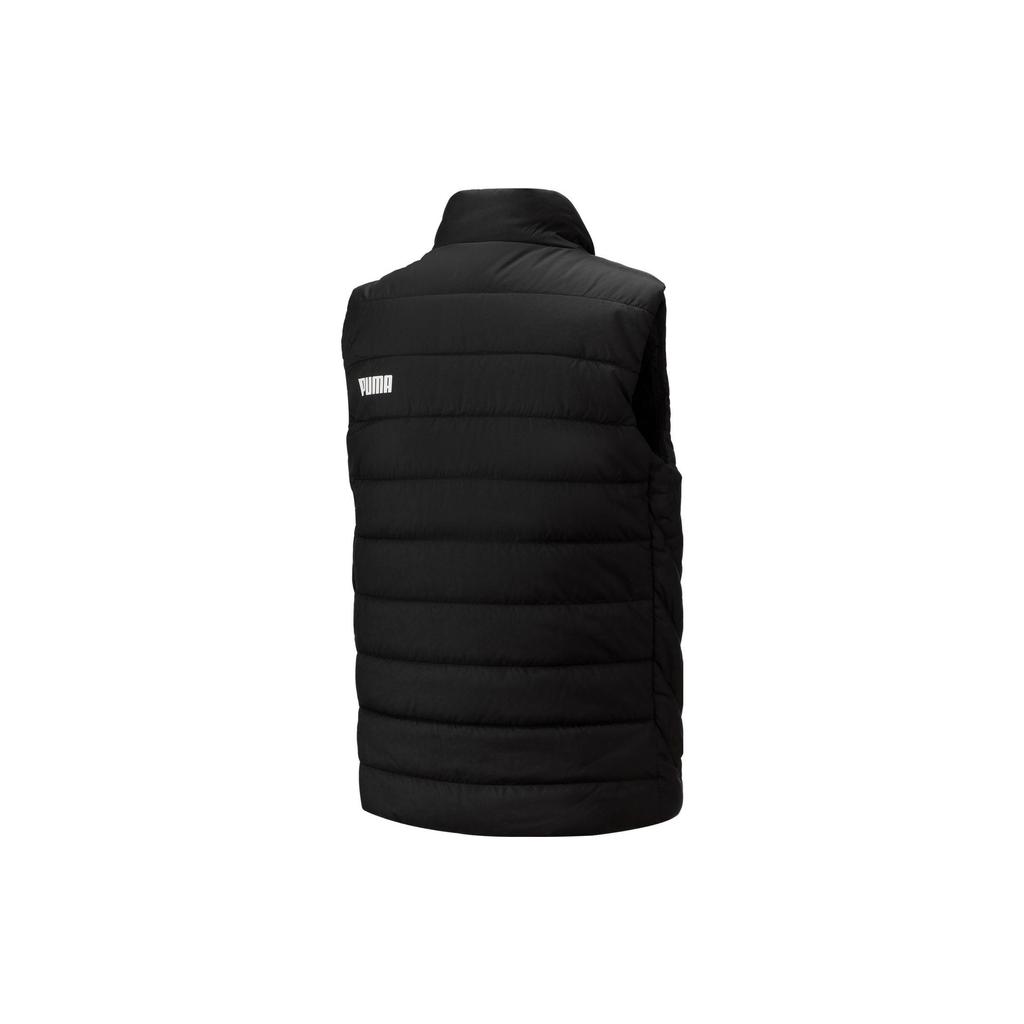 Puma Solid Color Logo Zip Stand Collar Short Vest Women vest Black 672276-01