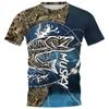 New Fishing Shirt Men's Summer Clothing Fish Graphic O Neck Oversized Tops 2024 Casual Outdoor Apparel For Male Shirt Tee 5XL