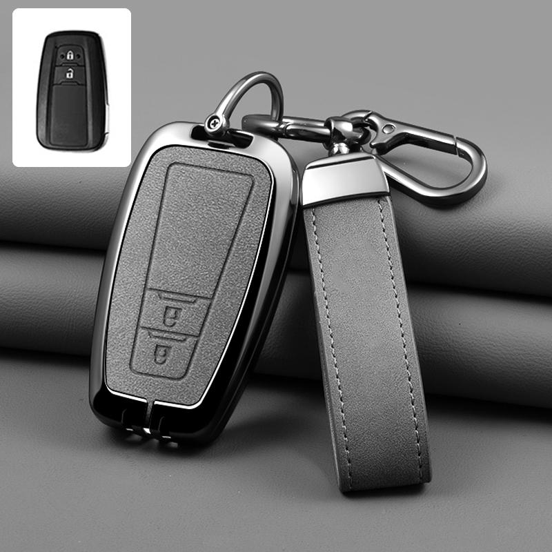 Zinc Alloy Leather Car Key Cover Housing Key Fob For Toyota Prius Camry Corolla C-Hr Chr Rav4 Land Cruiser Prado Key Fob