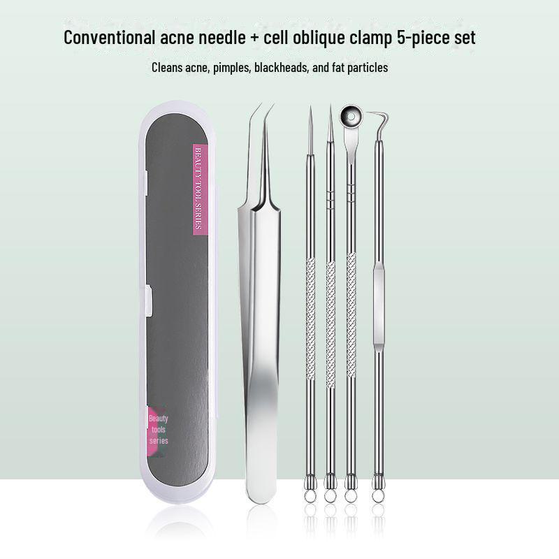 Stainless Steel Blackhead Remover: Acne Needle & Tweezers Set