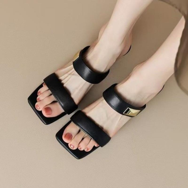 Square Toe Women High Heels Slippers Luxury Heeled Sandals Party New 2025 Summer Shoes Sexy Dress Designer Woman Brand Pumps