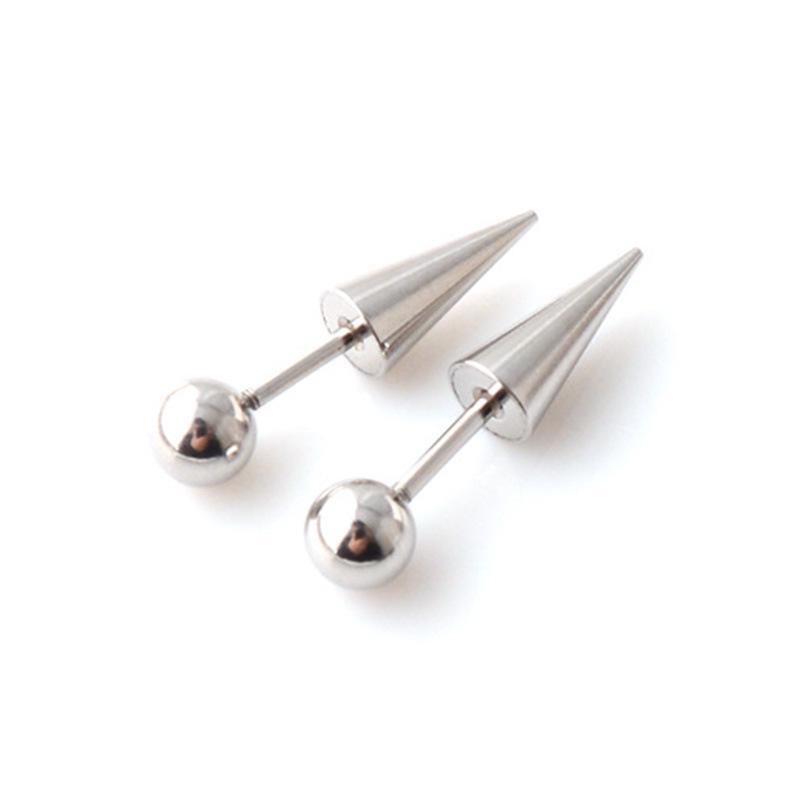 Trendy Titanium Steel Spike Earrings: Punk Gothic Irregular Stud for Men and Women.
