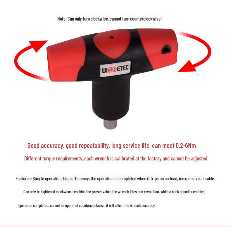 Adjustable Torque T-Handle Screwdriver 0.6-6NM - Slips/Disengages to Prevent Over-Tightening