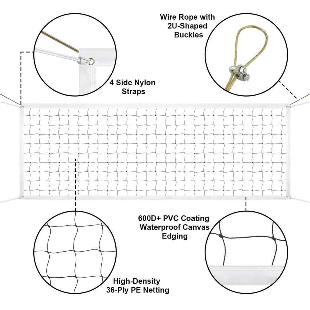 Red de Voleibol Exterior, Red de 31.17*3.28 pies, Borde de Lona Red de Voleibol para Parque Infantil de Fitness