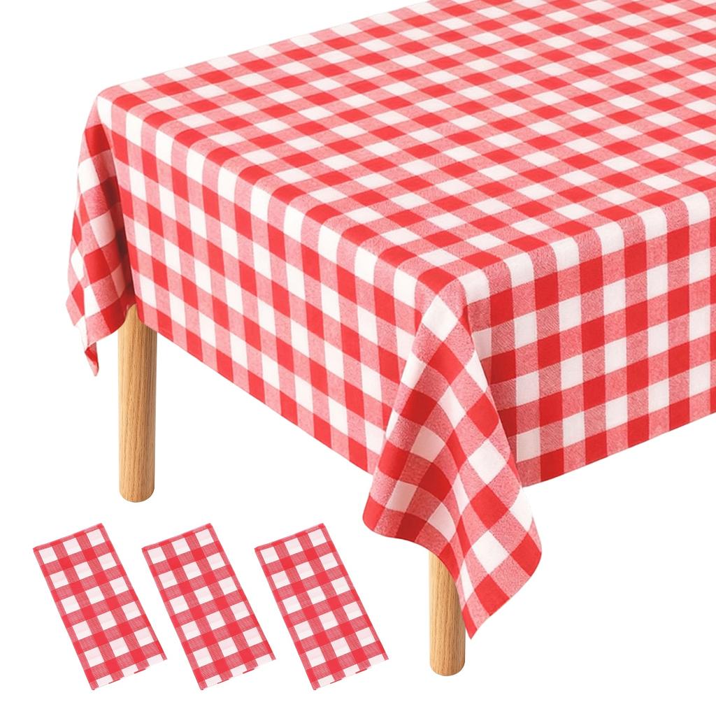 3pcs Gingham Table Cloths 54 X 108" Rectangle Plastic Tablecloth Waterproof Table Cover for Dining Birthday Party Kitchen Picnic