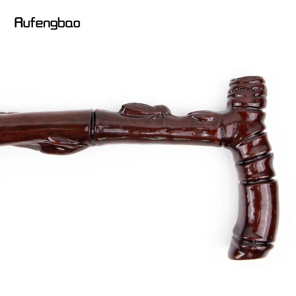 Brown Cicada Bamboo Wooden Single Joint Fashion Walking Stick Decorative Cospaly Cane Halloween Mace Crutch  Wand Crosier 92cm