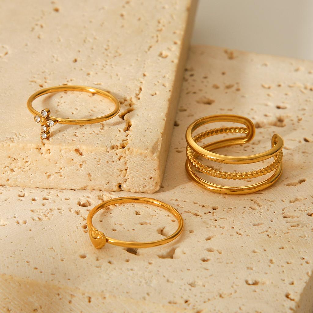 Stainless steel ring, premium light luxury band, multi-layer stacking titanium steel hand jewelry