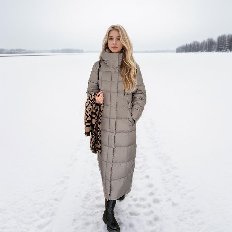 Womens Long Winter Cotton Coat Oversized Hooded Puffer Jacket Thick Warm Knee-Length Outerwear