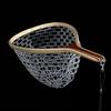 MUQZI Sports Accessory Wooden Handle Rubber/Nylon Mesh Fly Fishing Landing Net Catch Release Scoop