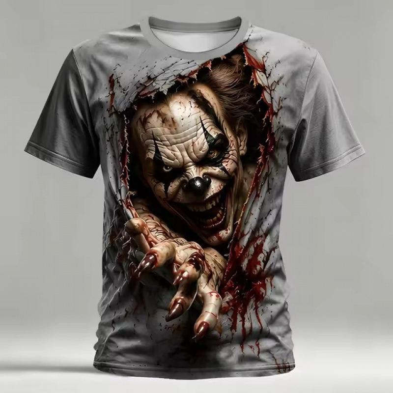 Halloween Men's Optical Clown Pattern 3D Printed Short Sleeve T-Shirt