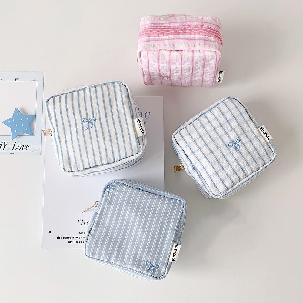 Large Capacity Bow Cosmetic Bag Korean Style Cloth Portable Beauty Case  Vacation Travel