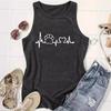 Heartbeat Printed Women's Round-neck Vest for Spring and Summer Casual Sleeveless Vest