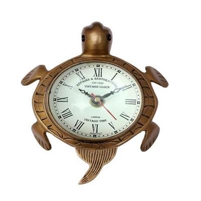 Antique Tortoise Brown Brass Finish Analog Wall and Table Clock