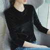 Autumn Winter Women's Fitted Long Sleeve T-shirt Made of Golden Velvet Collection