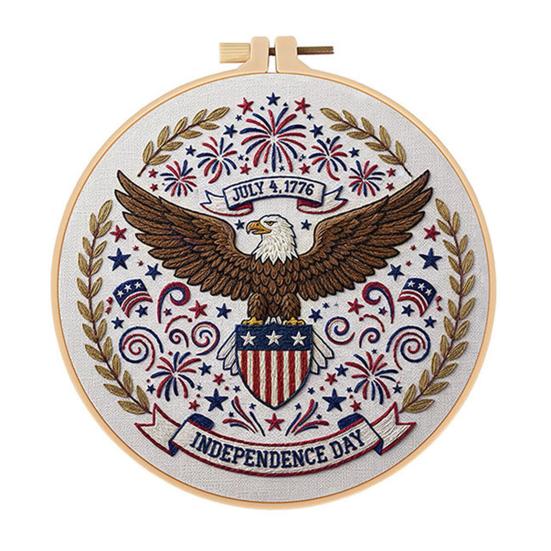 July 4th Embroidery Kit DIY Embroidery Craft Set with Hoop Threads Hand Embroidery Kit