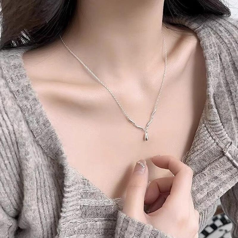 New 925 Sterling Silver Geometric Shape Necklace Simple Personality Charm Woman Pendant Choker Birthday Gift Exquisite Jewelry
