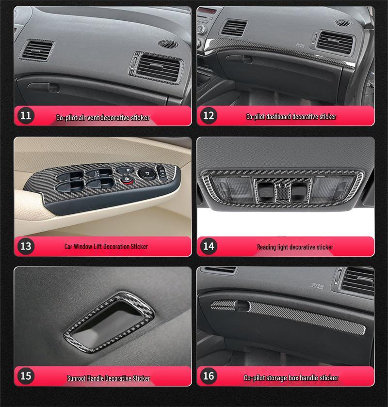 Honda 06-11 Civic Carbon Fiber Interior Window Button Panel Sticker