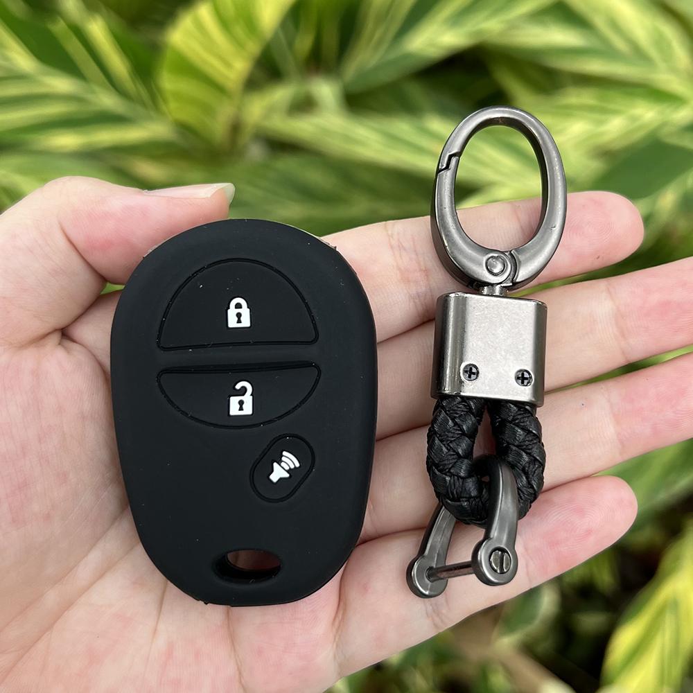 3 Buttons Silicone Car Key Cover Case Skin Protector Holder Rubber Shell for Toyota Sienna Tacoma Tundra Keychain Accessories