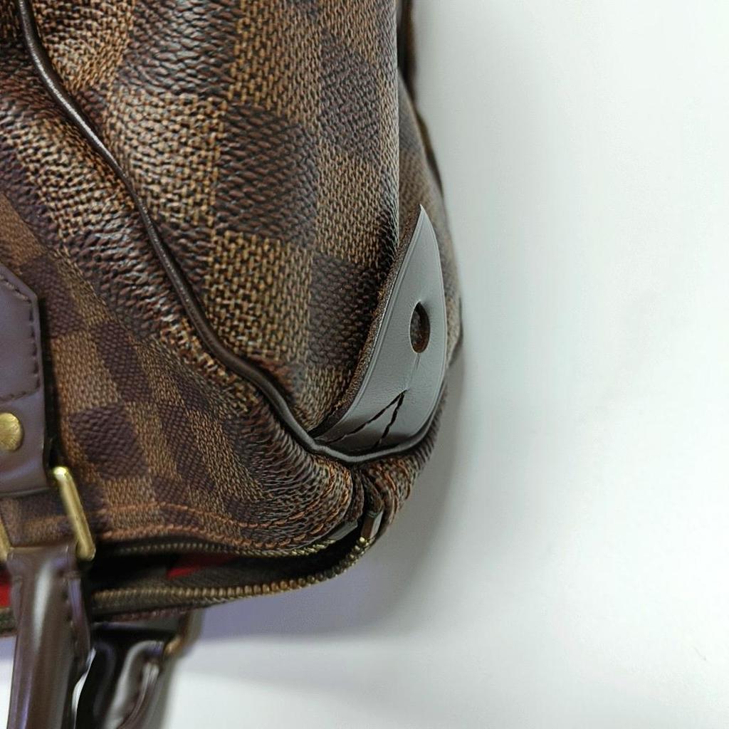 [Pre-Owned] Speedy 30 Checkered Zipper Closure Coated Canvas With Leather Trim Handbag - Good #BHOOEM