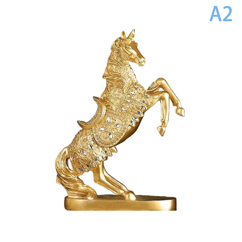 Gull Sølv Svart Hest Resin Skulptur Hestemodell Hjemmedekor Dyredekor Stue Kontor Håndverksdekor Forretningsdekor