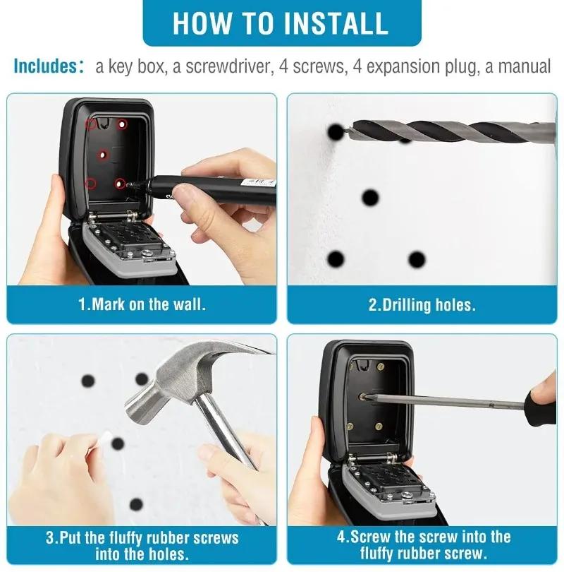 Passwort Schlüssel Schlosskasten Wasserdicht Wandmontiertes Schloss 12-stellige Kombination Zurücksetzbar Große Kapazität Haus Büro Sicherheits Schlosskasten