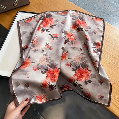 100% Natural Real Silk Scarf Women Print Hairband Shawl Female Bandana Square Scarves Wrap Kerchief Mulberry High Quality Hijab
