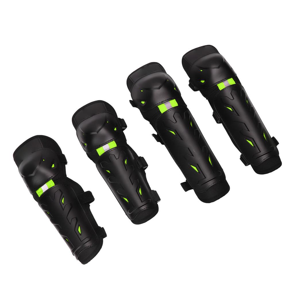 4PCS Knee Pads Elbow Pads Night Luminous Knee Protective Gear Set for Outdoor Off Road Cycing Riding Green