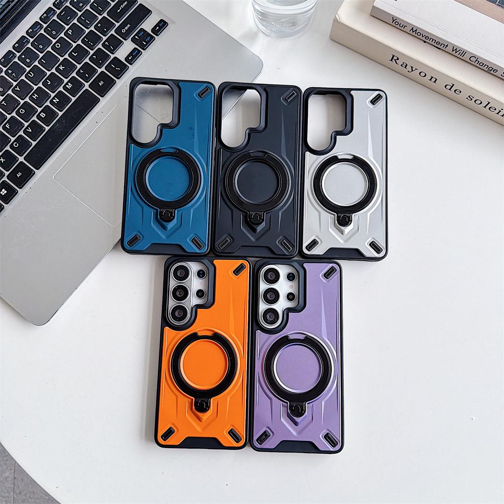 For Magsafe Magnetic Case For Samsung Galaxy S26 Ultra S25 S23 S24 Ultra Shockproof Armor Wireless Charge Rotating Bracket Cover