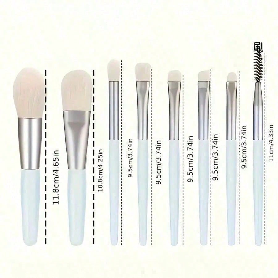 8pcs Mini Multipurpose Makeup Brush Set, Professional Makeup Tools Kit For Blush, Highlighter, Eyeshadow, Powder, Concealer