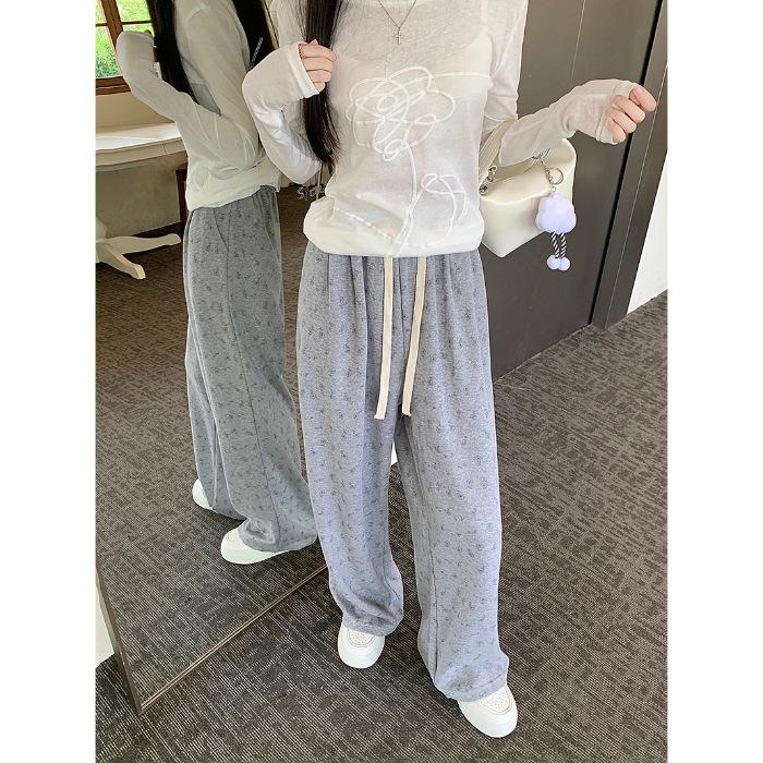 Floral Sweatpants for Women In Autumn and Summer Loose New Casual Long Pants Design Small Straight Wide-leg Pants