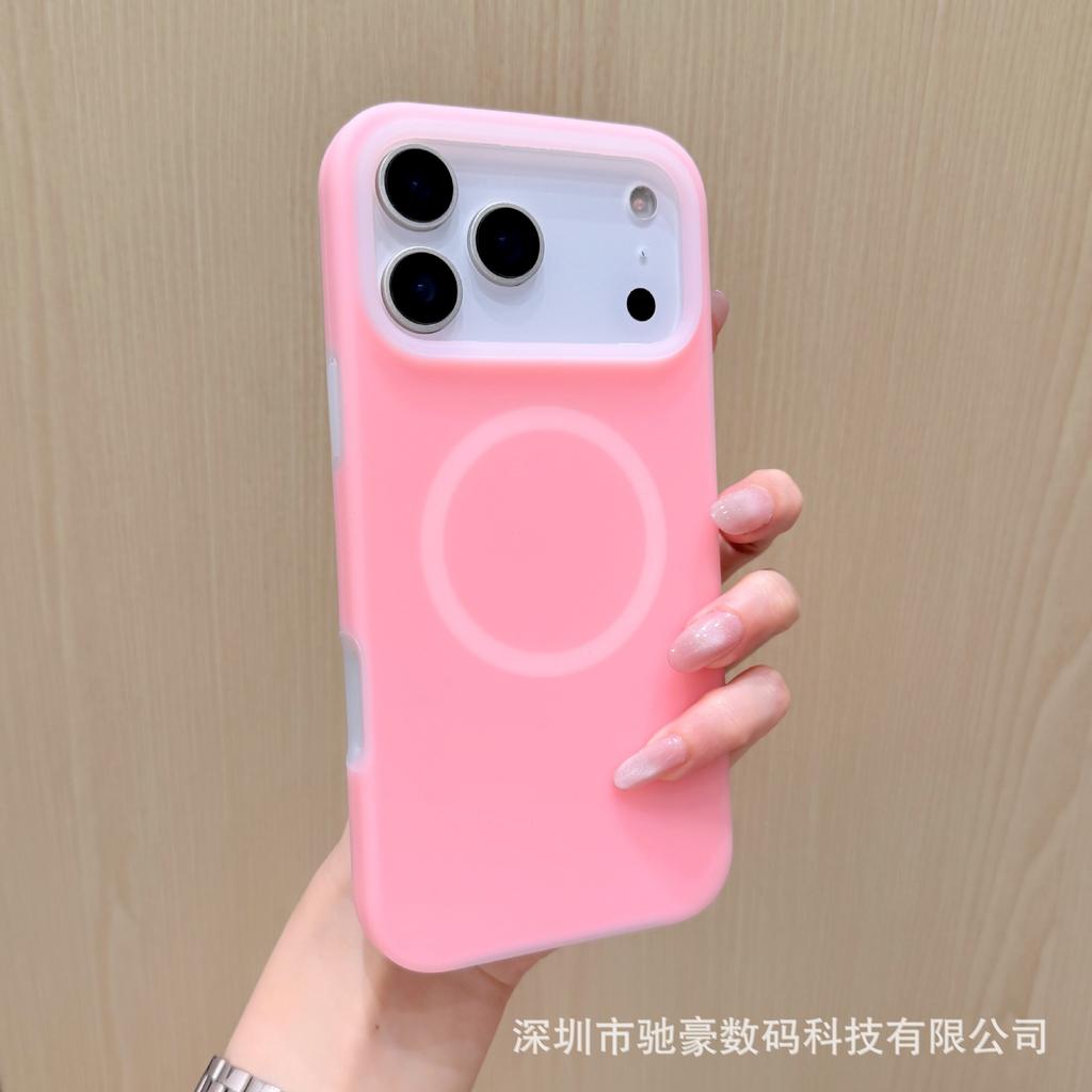 Jelly magnetic suction is suitable for iPhone17promax liquid silicone mobile phone case Apple 16 solid color simple anti-drop cover.